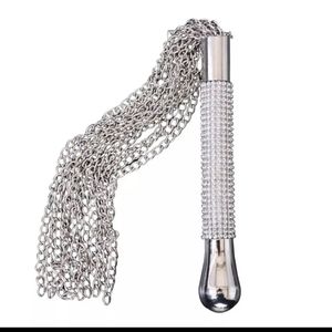 Rhinestone dominatrix chain flogger whip